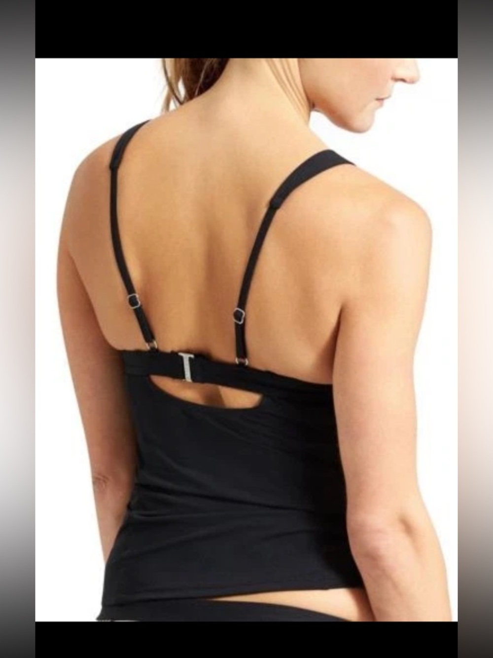 Athleta clean strap tankini adjustable strap swim top black - Picture 2 of 7